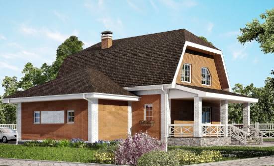 160-006-П Проект двухэтажного дома мансардой и гаражом, красивый домик из поризованных блоков Нефтекамск | Проекты домов от House Expert