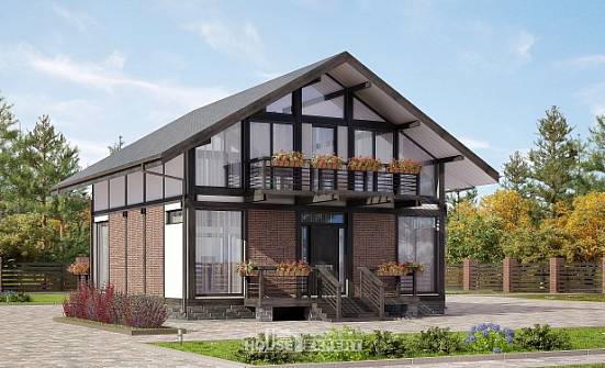 170-007-П Проект двухэтажного дома мансардой, современный коттедж из дерева Ишимбай | Проекты домов от House Expert