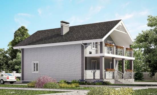 150-007-П Проект двухэтажного дома мансардой, бюджетный загородный дом из блока Уфа | Проекты домов от House Expert