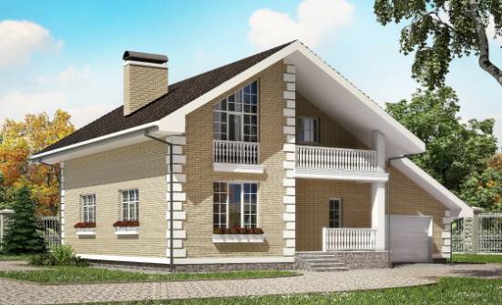 190-005-П Проект двухэтажного дома с мансардой, гараж, уютный дом из газосиликатных блоков Белорецк | Проекты домов от House Expert