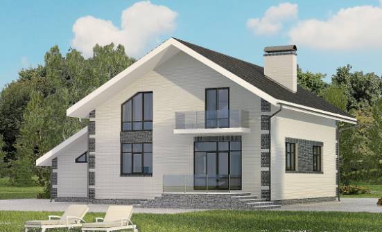 180-001-П Проект двухэтажного дома мансардный этаж, гараж, бюджетный домик из поризованных блоков Бирск | Проекты домов от House Expert
