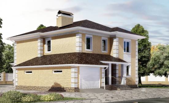 220-006-Л Проект двухэтажного дома, гараж, классический коттедж из газосиликатных блоков Давлеканово | Проекты домов от House Expert