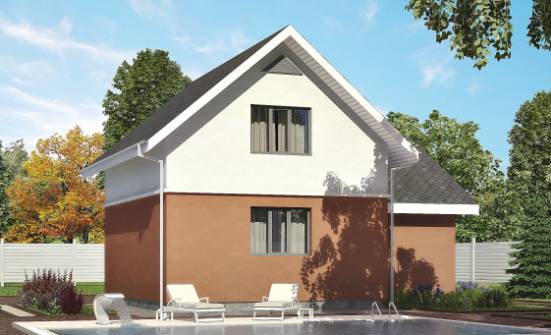120-002-Л Проект двухэтажного дома мансардой, гараж, компактный домик из теплоблока Учалы | Проекты домов от House Expert