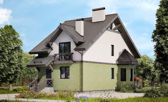 120-003-П Проект двухэтажного дома мансардой, классический загородный дом из бризолита Баймак | Проекты домов от House Expert
