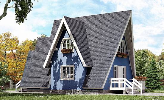 100-002-П Проект двухэтажного дома с мансардой, компактный коттедж из дерева Баймак | Проекты домов от House Expert