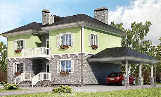 155-006-П Проект двухэтажного дома, гараж, недорогой дом из бризолита Бирск | Проекты домов от House Expert