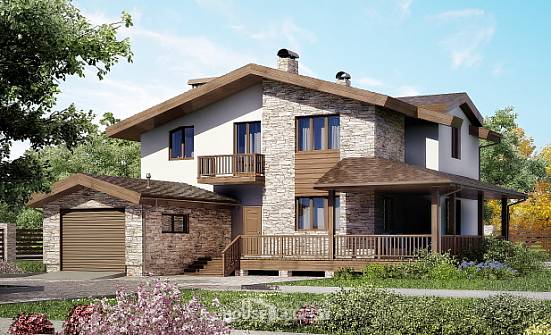 220-001-П Проект двухэтажного дома мансардой, гараж, просторный загородный дом из твинблока Белорецк | Проекты домов от House Expert