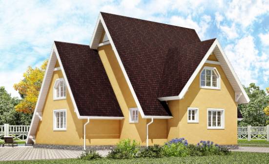 155-008-П Проект двухэтажного дома с мансардой, доступный загородный дом из дерева Белорецк | Проекты домов от House Expert