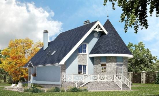 170-003-П Проект двухэтажного дома мансардой, скромный дом из газосиликатных блоков Уфа | Проекты домов от House Expert