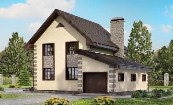 160-004-П Проект двухэтажного дома, гараж, красивый загородный дом из газосиликатных блоков Нефтекамск | Проекты домов от House Expert