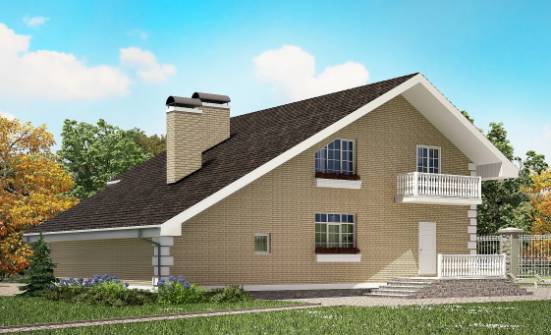 190-005-П Проект двухэтажного дома с мансардой, гараж, уютный дом из газосиликатных блоков Белорецк | Проекты домов от House Expert