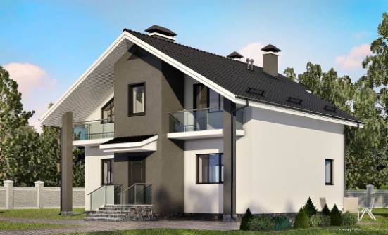 150-005-Л Проект двухэтажного дома мансардный этаж, доступный загородный дом из блока Белебей | Проекты домов от House Expert