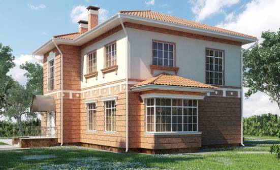 285-001-Л Проект двухэтажного дома и гаражом, уютный загородный дом из кирпича Учалы | Проекты домов от House Expert