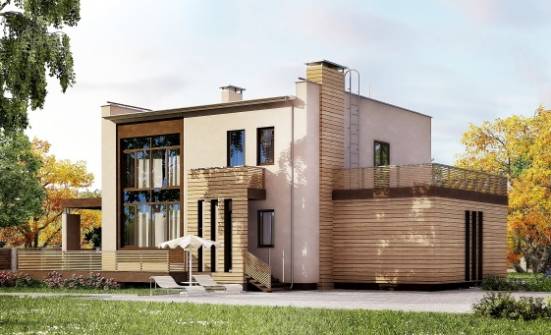 220-003-Л Проект двухэтажного дома и гаражом, красивый коттедж из пеноблока Давлеканово | Проекты домов от House Expert
