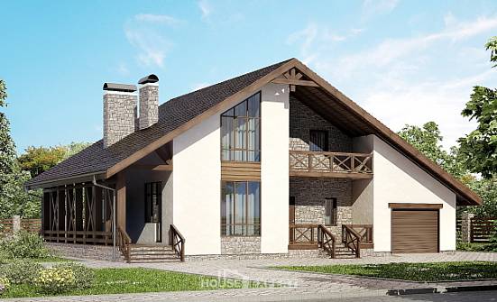 265-001-П Проект двухэтажного дома с мансардой и гаражом, уютный загородный дом из газобетона Бирск | Проекты домов от House Expert