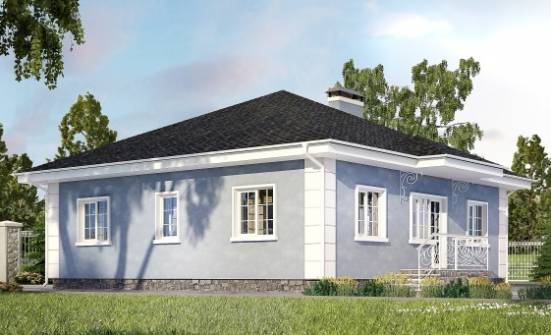 100-001-П Проект одноэтажного дома, классический загородный дом из твинблока Давлеканово | Проекты одноэтажных домов от House Expert