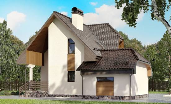 150-001-Л Проект двухэтажного дома мансардой, гараж, современный домик из твинблока Ишимбай | Проекты домов от House Expert