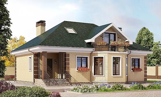 150-013-Л Проект двухэтажного дома с мансардой, экономичный дом из кирпича Салават | Проекты домов от House Expert