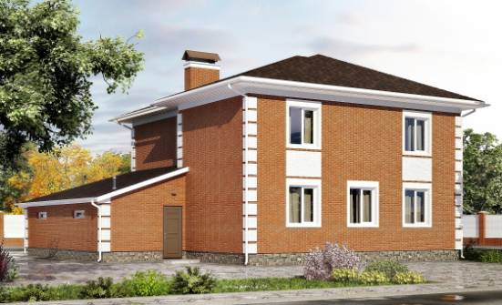 220-004-Л Проект двухэтажного дома и гаражом, классический загородный дом из кирпича Нефтекамск | Проекты домов от House Expert