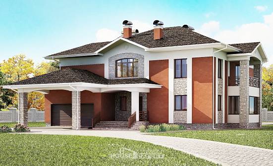400-002-Л Проект двухэтажного дома, гараж, большой дом из кирпича Туймазы | Проекты домов от House Expert