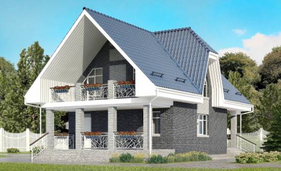 125-002-Л Проект двухэтажного дома с мансардой и гаражом, доступный коттедж из арболита Белебей | Проекты домов от House Expert