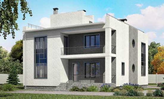 255-001-П Проект двухэтажного дома и гаражом, современный дом из твинблока Учалы | Проекты домов от House Expert