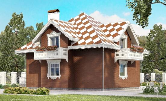 155-003-Л Проект двухэтажного дома с мансардой и гаражом, экономичный дом из керамзитобетонных блоков Бирск | Проекты домов от House Expert