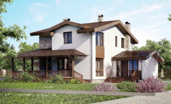 220-001-П Проект двухэтажного дома мансардой, гараж, просторный загородный дом из твинблока Белорецк | Проекты домов от House Expert