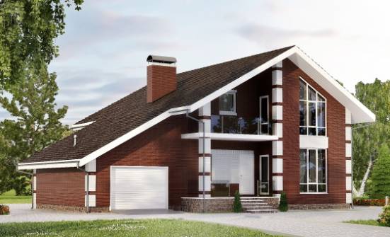 180-001-Л Проект двухэтажного дома с мансардным этажом и гаражом, классический коттедж из пеноблока Уфа | Проекты домов от House Expert
