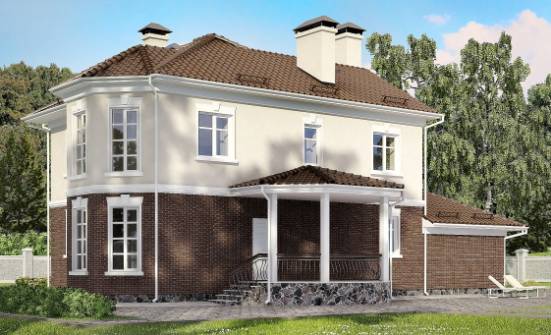 190-002-Л Проект двухэтажного дома и гаражом, красивый коттедж из твинблока Ишимбай | Проекты домов от House Expert
