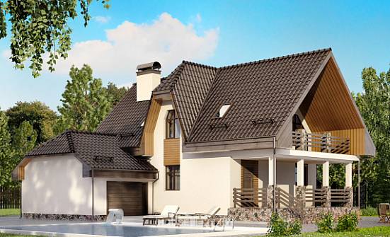 150-001-Л Проект двухэтажного дома мансардой, гараж, современный домик из твинблока Ишимбай | Проекты домов от House Expert