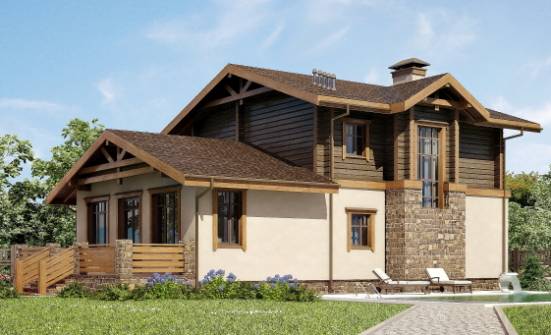 170-004-П Проект двухэтажного дома с мансардой, гараж, бюджетный коттедж из бризолита из дерева Стерлитамак | Проекты домов от House Expert