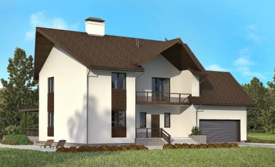 300-002-П Проект двухэтажного дома мансардой и гаражом, современный загородный дом из блока Салават | Проекты домов от House Expert