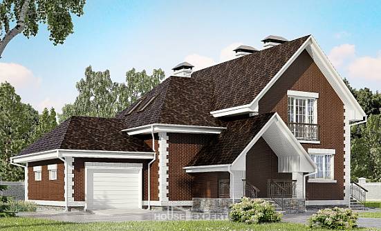 190-003-Л Проект двухэтажного дома мансардой и гаражом, современный домик из пеноблока Янаул | Проекты домов от House Expert