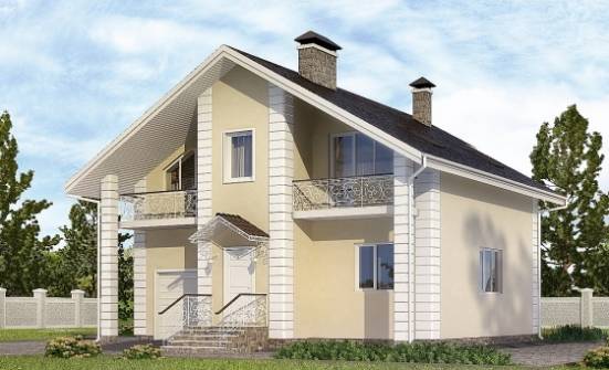 150-002-Л Проект двухэтажного дома мансардный этаж и гаражом, небольшой загородный дом из твинблока Баймак | Проекты домов от House Expert
