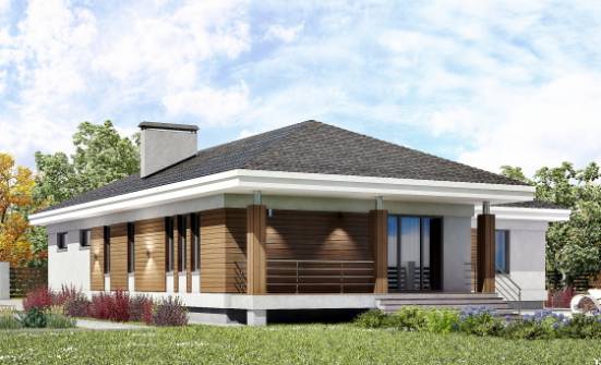 165-001-П Проект одноэтажного дома, гараж, простой дом из керамзитобетонных блоков Нефтекамск | Проекты домов от House Expert