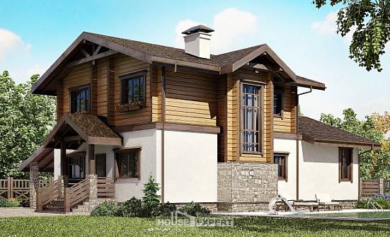 170-004-Л Проект двухэтажного дома мансардой, гараж, экономичный коттедж из блока из дерева Уфа | Проекты домов от House Expert