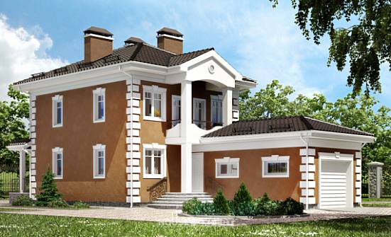 150-006-П Проект двухэтажного дома, гараж, бюджетный дом из твинблока Нефтекамск | Проекты домов от House Expert