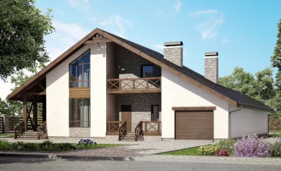265-001-П Проект двухэтажного дома с мансардой и гаражом, уютный загородный дом из газобетона Бирск | Проекты домов от House Expert
