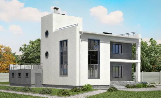 255-001-П Проект двухэтажного дома и гаражом, современный дом из твинблока Учалы | Проекты домов от House Expert