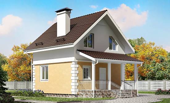 070-002-П Проект двухэтажного дома с мансардным этажом, скромный коттедж из поризованных блоков Салават | Проекты домов от House Expert