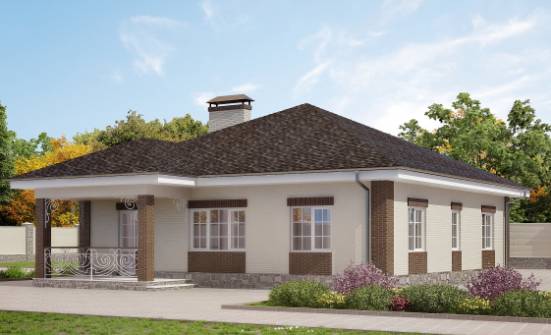 100-004-Л Проект одноэтажного дома, доступный загородный дом из поризованных блоков Кумертау | Проекты домов от House Expert
