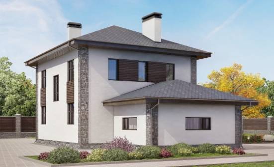 185-004-Л Проект двухэтажного дома, гараж, средний коттедж из бризолита Бирск | Проекты домов от House Expert