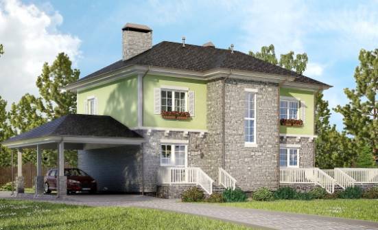 155-006-П Проект двухэтажного дома, гараж, недорогой дом из бризолита Бирск | Проекты домов от House Expert