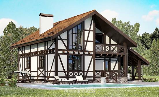 155-002-П Проект двухэтажного дома с мансардой и гаражом, красивый домик из арболита Стерлитамак | Проекты домов от House Expert