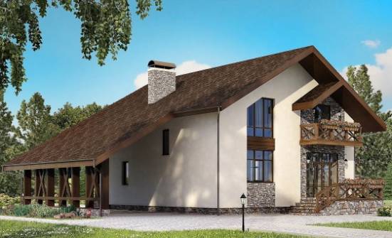 155-007-П Проект двухэтажного дома с мансардой, гараж, бюджетный дом из твинблока Сибай | Проекты домов от House Expert
