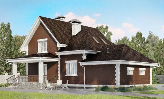 190-003-Л Проект двухэтажного дома мансардой и гаражом, современный домик из пеноблока Янаул | Проекты домов от House Expert