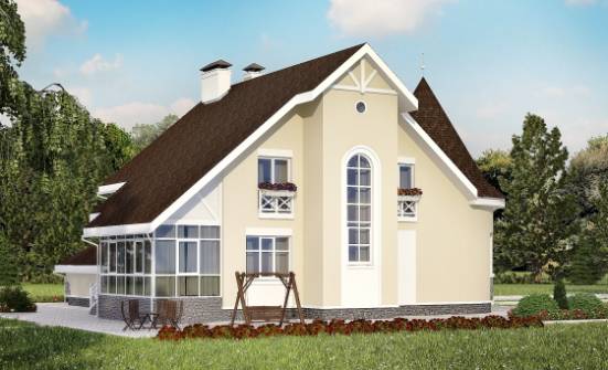 275-001-Л Проект двухэтажного дома с мансардой, гараж, большой коттедж из кирпича Ишимбай | Проекты домов от House Expert