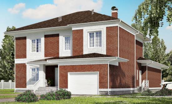 315-001-П Проект двухэтажного дома и гаражом, просторный домик из кирпича Кумертау | Проекты домов от House Expert