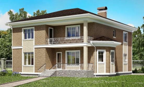 335-002-П Проект двухэтажного дома, гараж, современный домик из кирпича Ишимбай | Проекты домов от House Expert